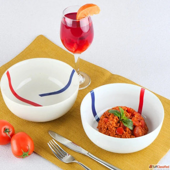 Elegant White Spanish Ceramic Snack Bowls Set of 2 Elegant White Spanish Ceramic Snack Bowls Set of 2