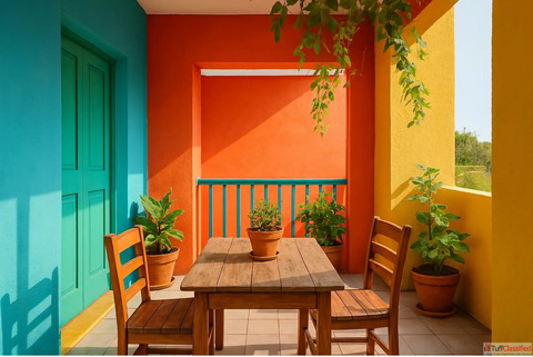 DIY Balcony Painting With Vibrant Colour Combinations - Indicus Paints DIY Balcony Painting With Vibrant Colour Combinations - Indicus Paints