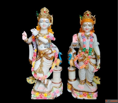 Order Custom Size Radha Krishna Marble Murti at Best Price
