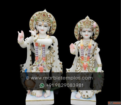 Order Custom Size Radha Krishna Marble Murti at Best Price