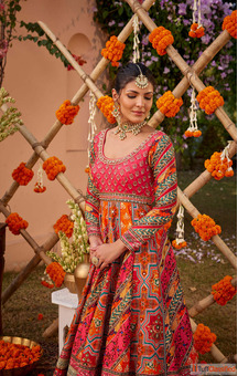 Vibrant Festive Hues Multicolour Anarkali Set at Kalista