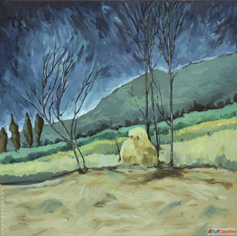 SPREADING NIGHT OVER THE FIELDS Painting