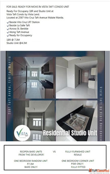 1BR Sale corner unit interior designed Vista Taft Residences Manila PHP5M