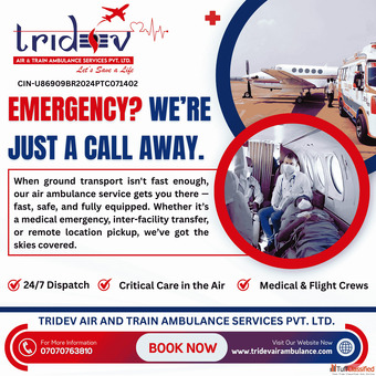 Tridev Air Ambulance Services in Kolkata- Fast Safe
