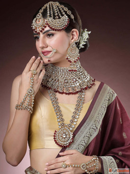 Buy Gold Plated Red Indian Traditional Kundan Dulhan Bridal Jewellery Set Online From Karatcart