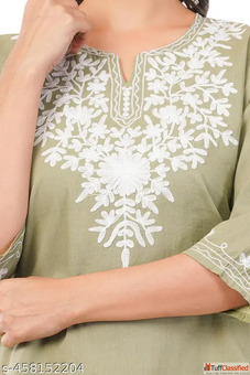 NewRKCollection Women Embroidered Pure Cotton Straight Kurta