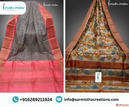 Buy Elegant Pure Tussar Silk Sarees Online - Sarmistha Creations