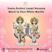 Vastu-Perfect Laxmi Narayan Murti in Pure White Marble