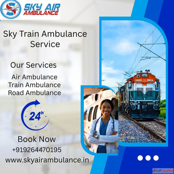 Book Sky Train Ambulance service in Dibrugarh without any hassle with the doctor's healthcare t