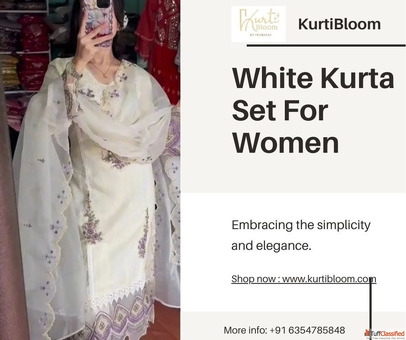 Timeless Grace Awaits Shop the Perfect White Kurta Set for Women at KurtiBloom