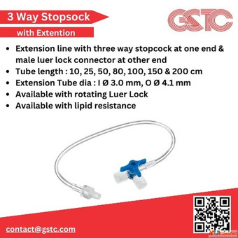 IV Extension Tube with 3 Way Stopcock