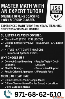 Maths Home Tutors Tuitions In Noida