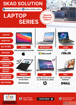Explore Top Laptop Brands at SKAD Solution - New Refurbished Laptops in Rajkot