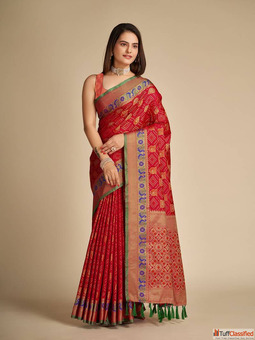 Order Stylish Red Sarees at Mirraw