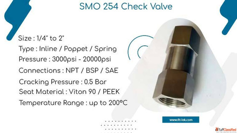 Alloy 254 Spring Check Valve Manufacturer in India