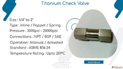 Titanium Grade 2 Check Valves manufacturer in India