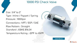sizes and dimensions of 700 Bar Flow Control Check Valve