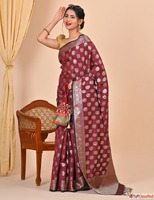 Buy Red Banarasi Saree With Floral Design By BanarasiSilks