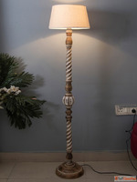 Homesake Beige Solid Handcrafted Floor Lamp with ShadeOn Sal...