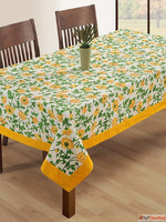 SWAYAM Off-White Floral Print Rectangular 60 x 90 Cotton Tab...