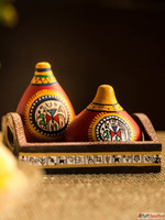 ExclusiveLane Red Terracotta Warli Hand-Painted Salt Pepper ...