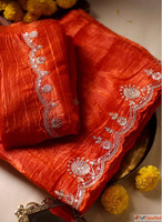 Affordable Orange Saree Online - Limited Time Offer on Mirra...