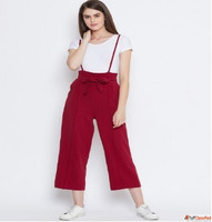 Zastraa Women Maroon Solid Dungaree