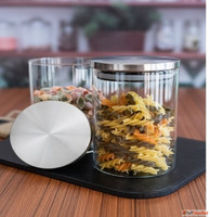 GOODHOMES Set of 2 Transparent Borosilicate Airtight Jars wi...