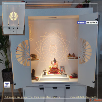Designer Marble Mandir Manufacturer White Surface