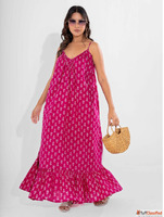 Buy Pink Bohemian Pure Cotton Ghera Maxi Online For Women By...