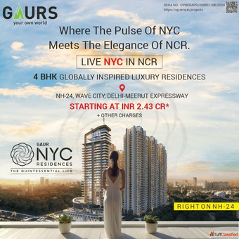 Gaur NYC Residences Premium 4 BHK flats in Wave City Ghaziabad
