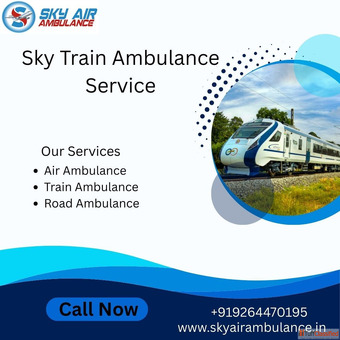 Sky Train Ambulance Service in Dibrugarh is available to transport your critically ill patient'