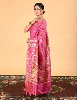 Buy Pure Silk Wedding Wear Banarasi Saree Pink From BanarasiSilks