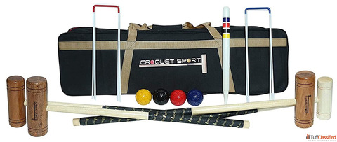 Buy Synco Croquet Sport Lawn Croquet Set 4 Player Colour Full mallets with Croquet Balls and accesso