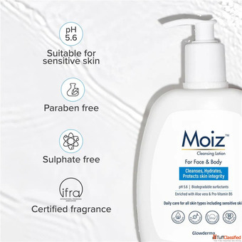 Moiz Gentle Cleansing Lotion - Soothing Face Body Cleanser