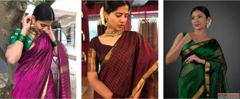 Buy Mangalagiri Pattu Sarees with Zari Borders - Mirra Clothing