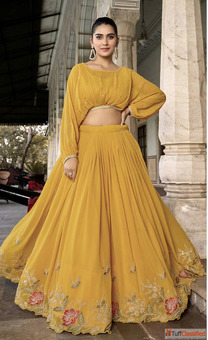 Beautiful Yellow Lehenga for Navratri Garba and Dandiya