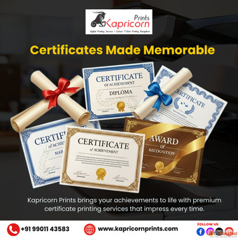 Certificate Printing Services in Bangalore