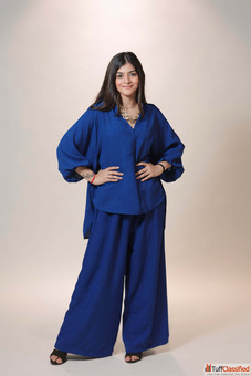 Buy Royal Blue Cotton Blend Co-Ord Set Online For Women From Shop Diva