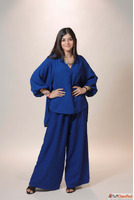 Buy Royal Blue Cotton Blend Co-Ord Set Online For Women From...