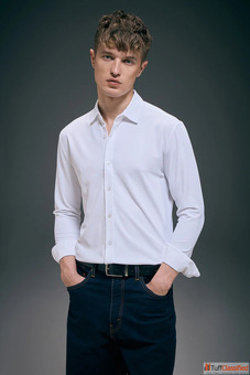 White Smart Tech Full Sleeve Shirt Modern Fit with Advanced Comfort Tech