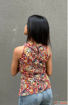 Maroon Halter Neck Short Top Kurti Sivasamgi