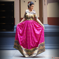 One Piece Paithani Dress - Pink Navy Blue Swapnagandha Colle...