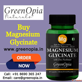 Buy GreenOpia Magnesium Glycinate Zinc is Essential for Stress Relief Sleep Muscle Health