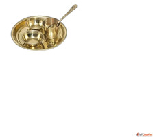 Mandir Pooja Thali Brass Yellow
