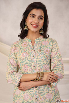 Hand Block Print Kurti Online Elegant Ethnic Wear by Shahenaz