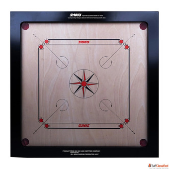 Synco 36 inches 4mm Chakri Back Full Size Carrom Board with Free Coins