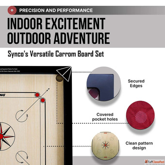 Synco Carrom Board Premium QualitySmooth Surface Durable
