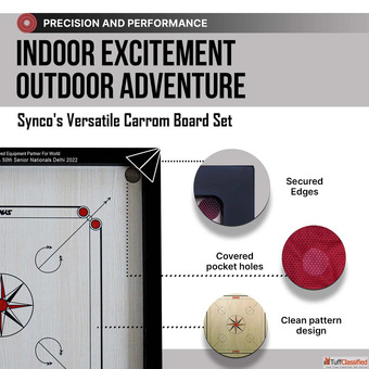 Synco 20-Inch Eco-Friendly Carrom Board for KidsDurable Fun Skill-Building
