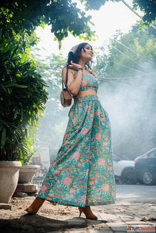 Buy Green Floral Printed Co-ord Set Online For Women By Odhanon